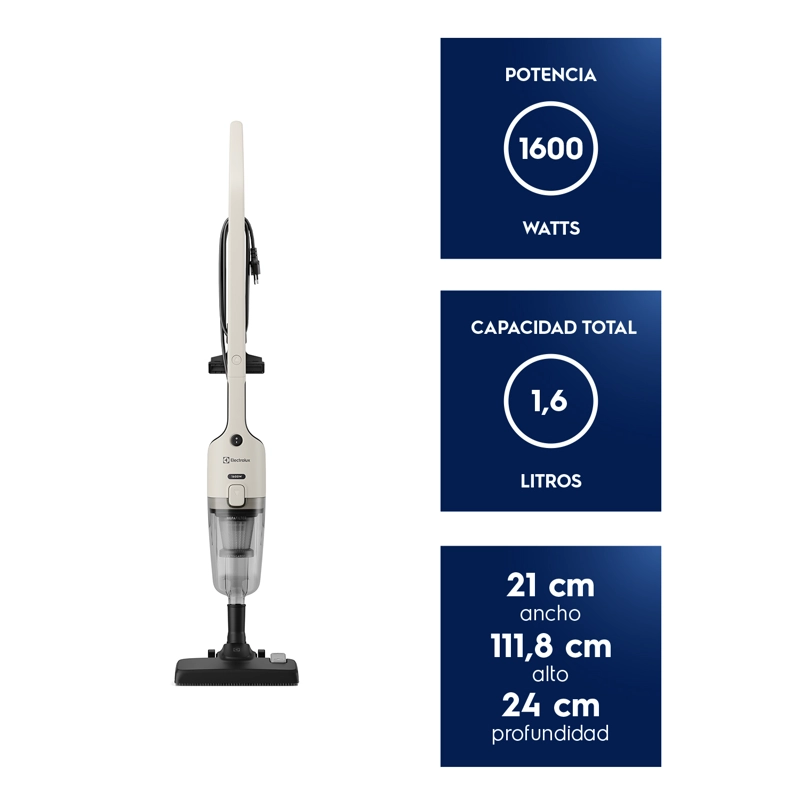 ASPIRADORA VERTICAL CON CABLE ELECTROLUX 1600W 2 EN 1 CON FILTRO HEPA STK24 - 3