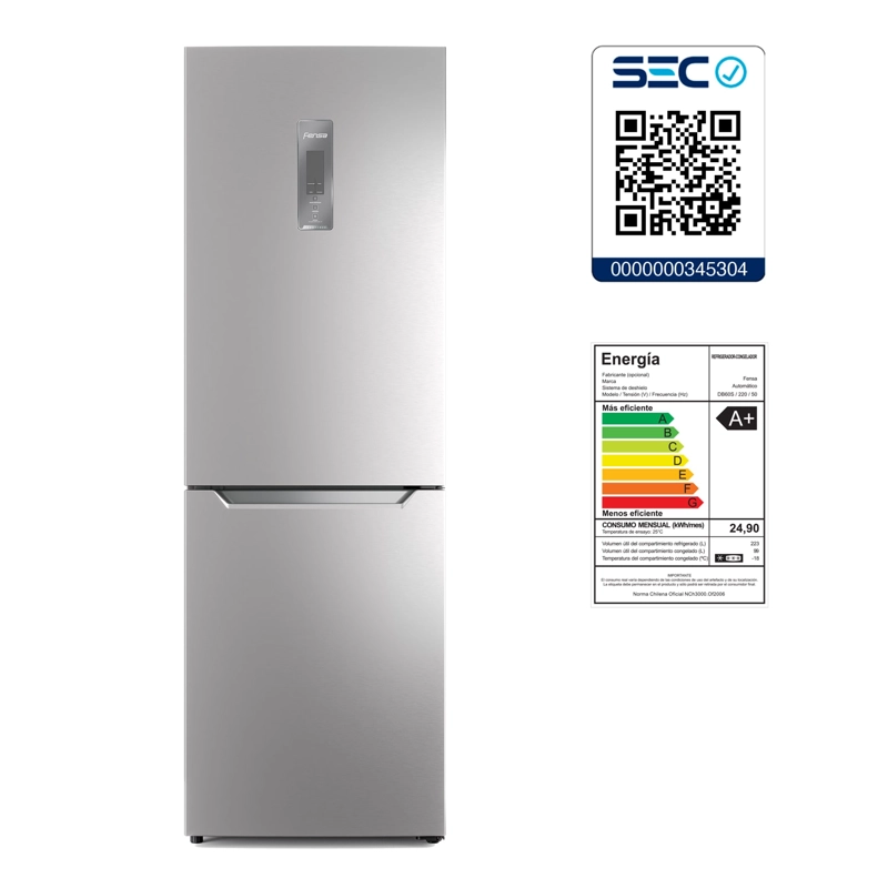 REFRIGERADOR FENSA 323L NO FROST BOTTOM FREEZER DB60S INOX - 8