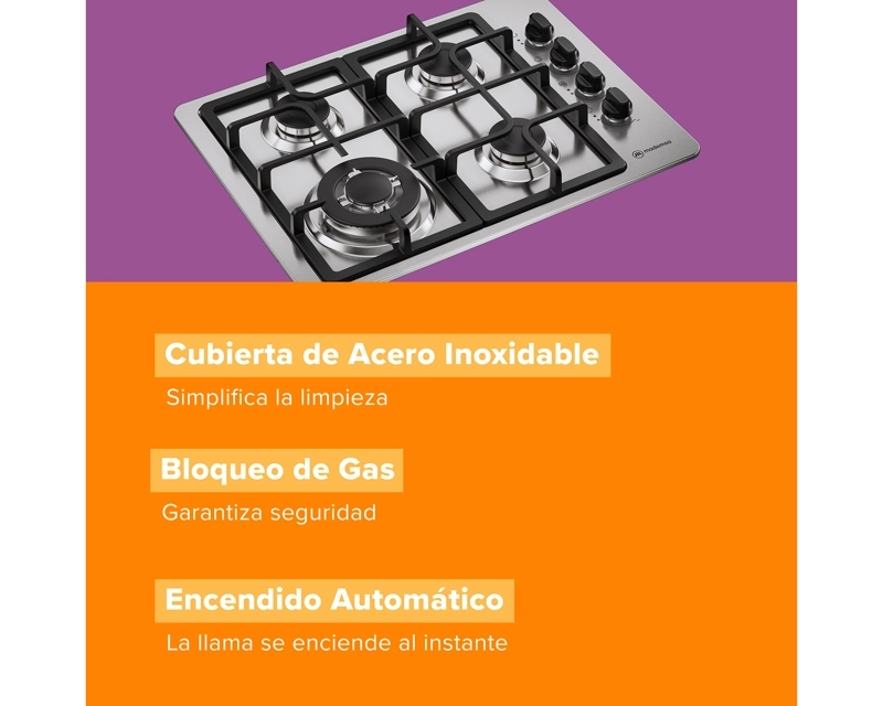 ENCIMERA A GAS 4 PLATOS TRIPLE LLAMA Y PARRILLA HIERRO FUNDIDO KM4TX - 6