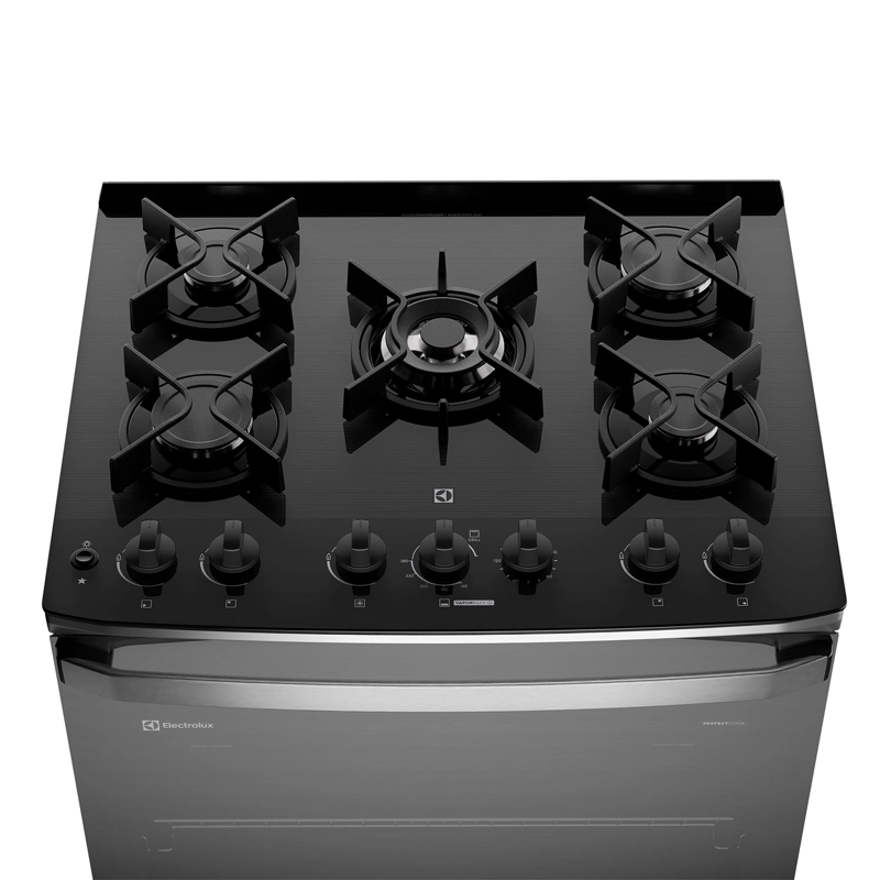 COCINA A GAS 5 PLATOS PARRILLAS HIERRO FUNDIDO F5EPG GLASS - 5