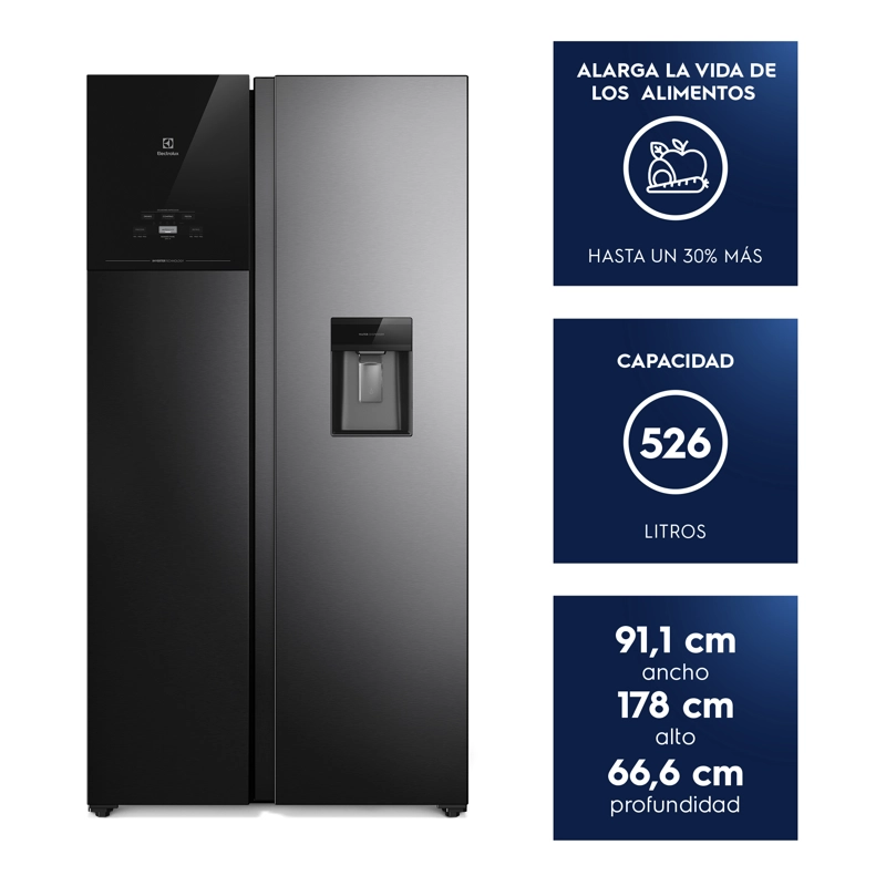 REFRIGERADOR 522L NO FROST SIDE BY SIDE INVERTER ES50WB BLACK - 3
