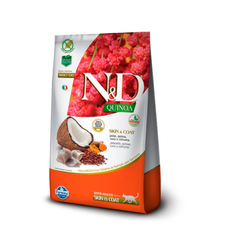 ALIMENTO SECO GATOS ADULTO N&D 1.5 KG NYD QUINOA FELINE SKIN COAT - 1