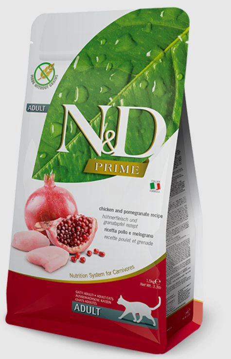 ALIMENTO SECO GATOS ADULTO N&D SABOR POLLO GRANADA 1.5 KG NYD PRIME FELINE - 1