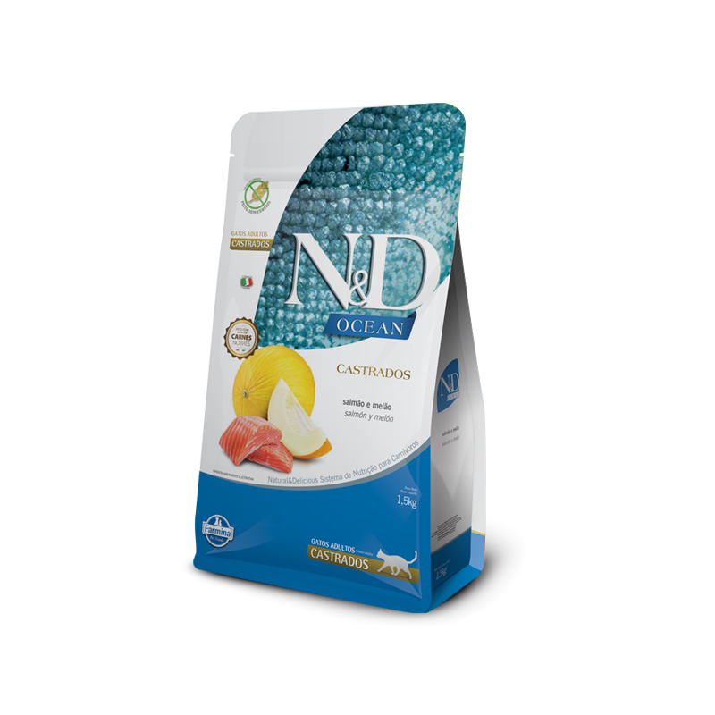 ALIMENTO SECO GATOS ADULTO N&D SABOR SALMÓN 1.5 KG NYD OCEAN FELINE CASTRADOS - 1