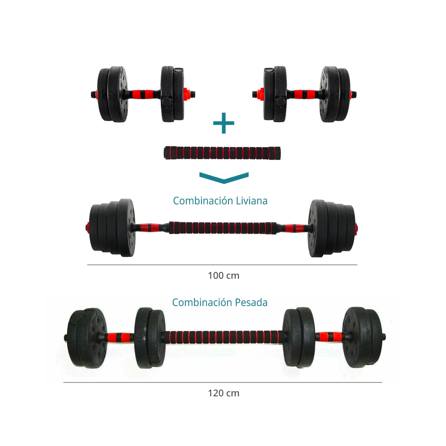 SET BODYTRAINER MANCUERNA AJUSTABLE MAS EXTENSIÓN 15 KG - 2