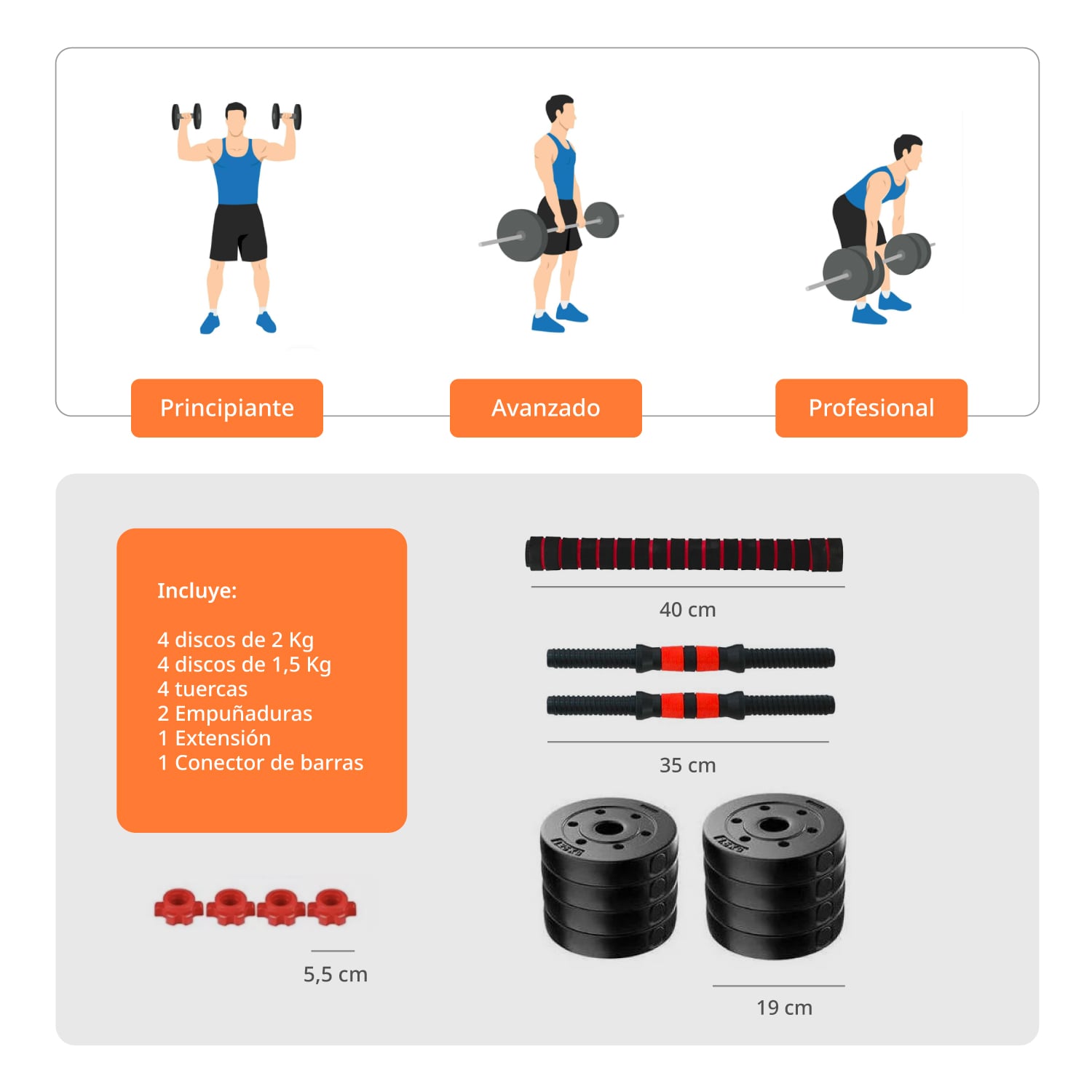SET BODYTRAINER MANCUERNA AJUSTABLE MAS EXTENSIÓN 15 KG - 5
