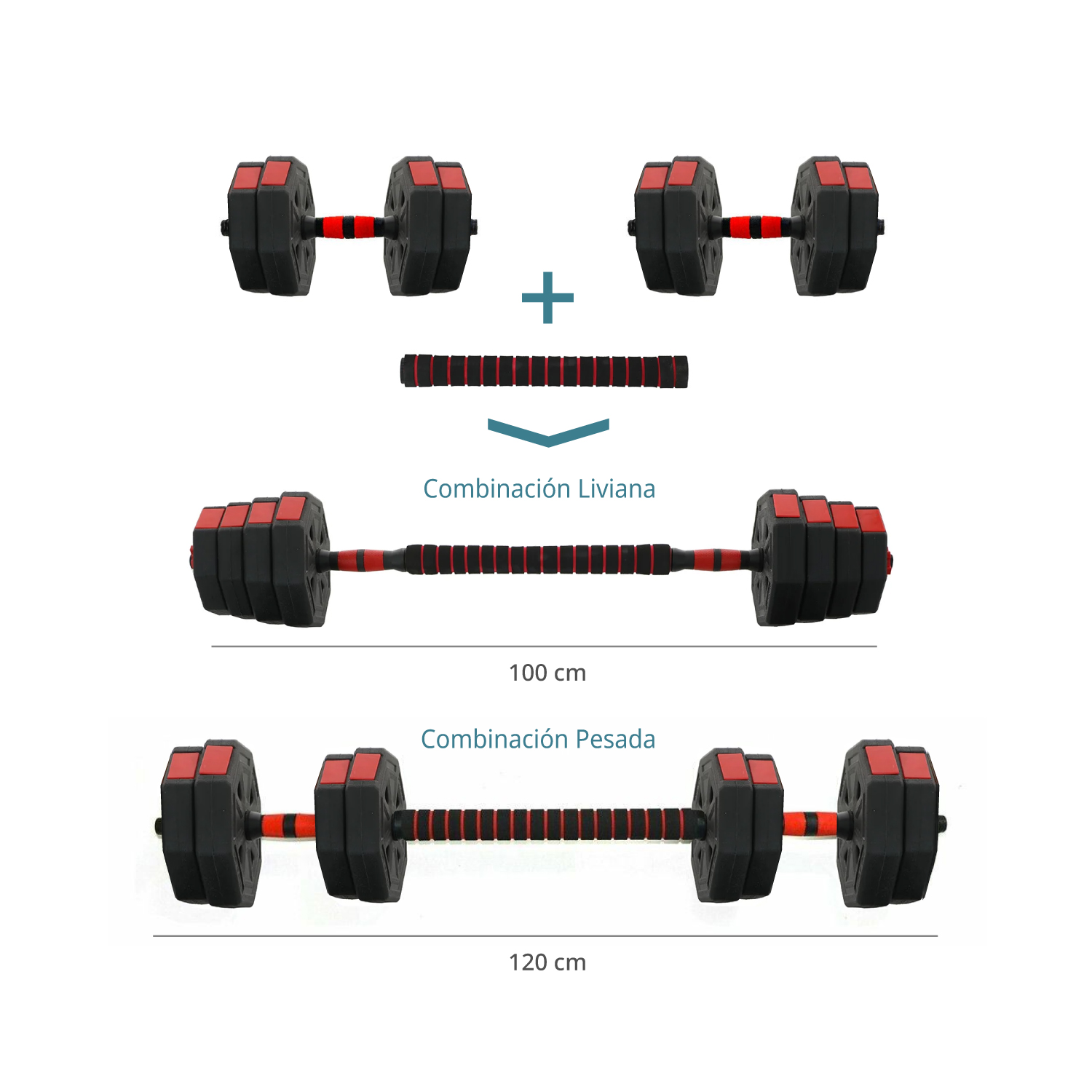 SET BODYTRAINER MANCUERNA HEXAGONAL AJUSTABLE 30 KG - 2