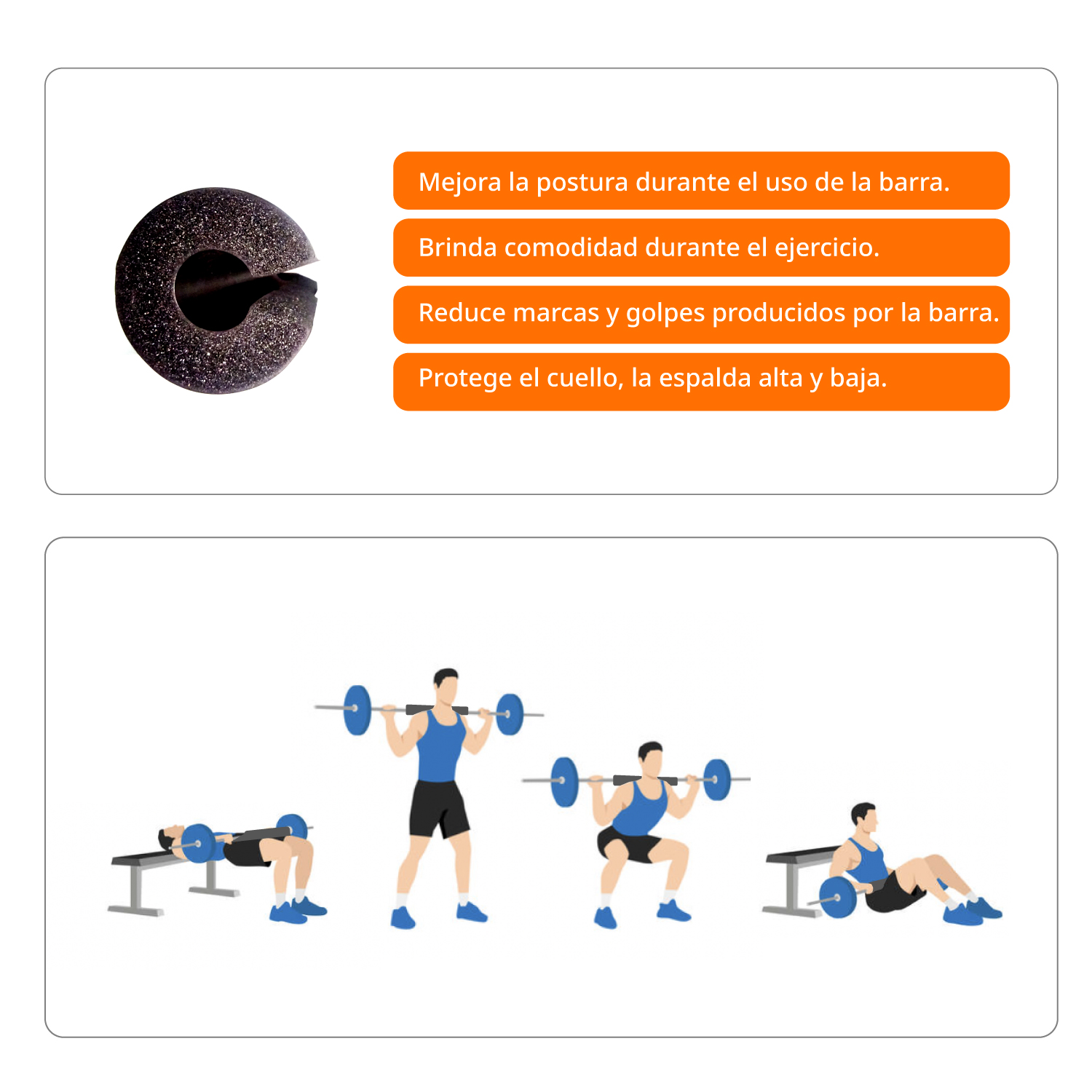 ALMOHADILLA PROTECTORA PRO PARA BARRA OLIMPICA Y PROLÍMPICA - 3