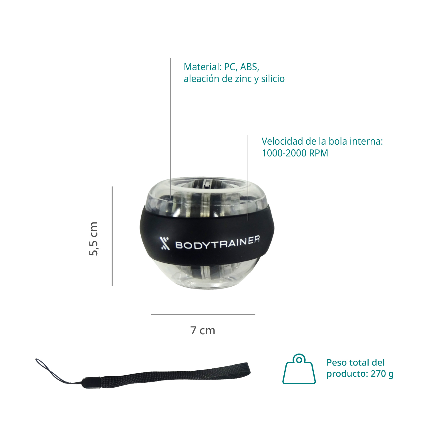 GIROSCOPIO BODYTRAINER EJERCITADOR PARA BRAZOS GYRO BALL - 2