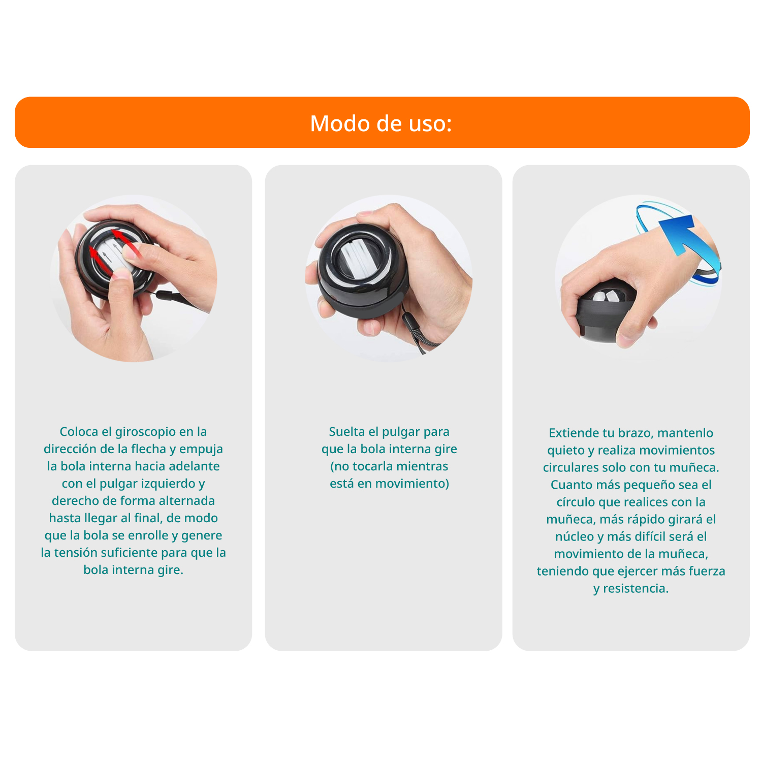 GIROSCOPIO BODYTRAINER EJERCITADOR PARA BRAZOS GYRO BALL - 3
