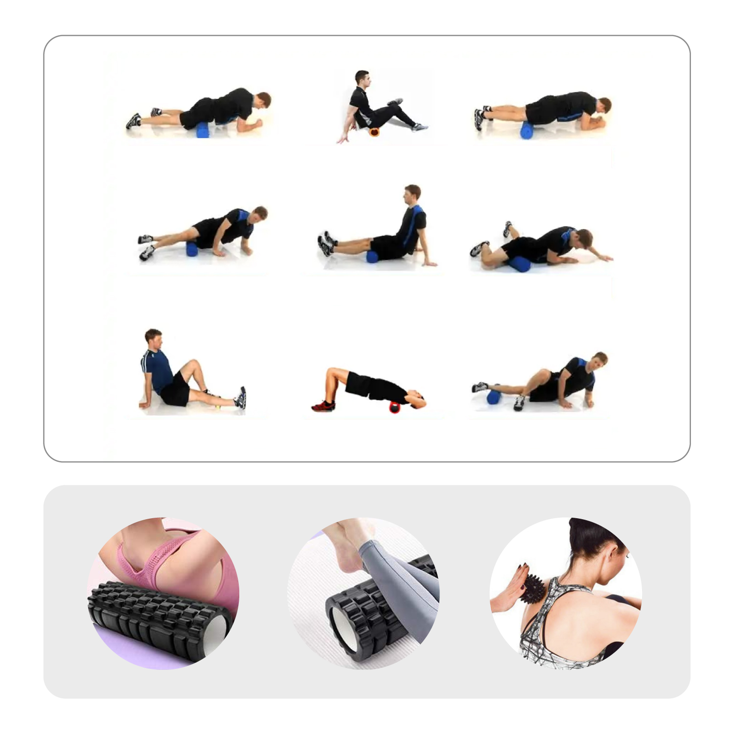 SET DE ELONGACIÓN BODYTRAINER PVC CON RODILLO BOLAS MANGO Y CORREA - 4