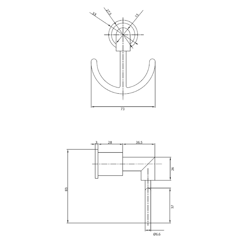 ACCESORIO GRIFERÍA STRETTO STELLA PERCHA GANCHO COLGADOR DOBLE TOALLA - 2