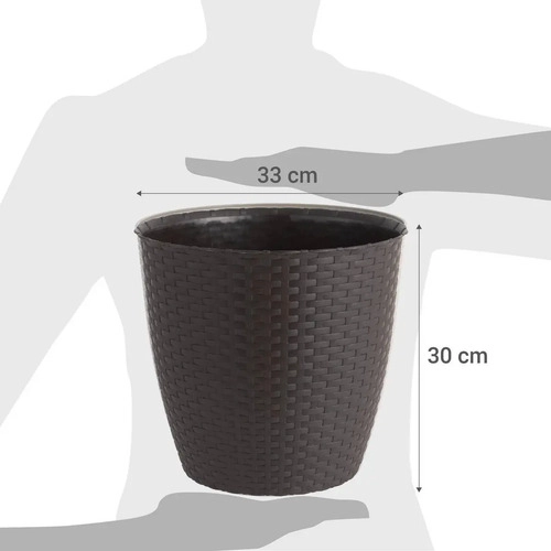MOLDE MACETA MACETERO PLASTICO REDONDO ESTILO RATAN 33 CM MARCA REYPLAST - 2