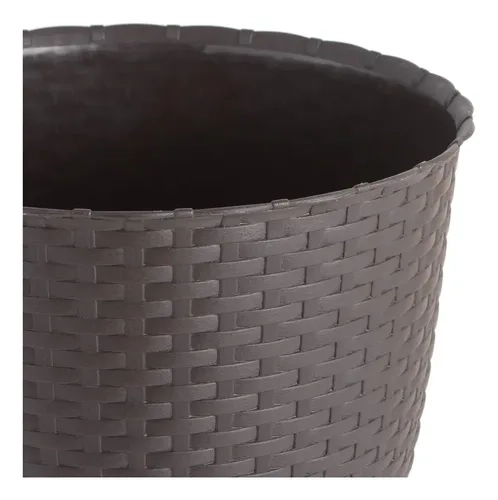 MOLDE MACETA MACETERO PLASTICO REDONDO ESTILO RATAN 33 CM MARCA REYPLAST - 9