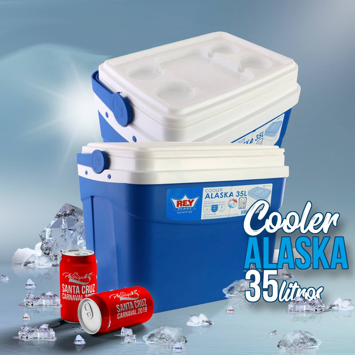 COOLER NEVERA PORTATIL 35L REYPLAST RATAN TAPA CAFE - 1