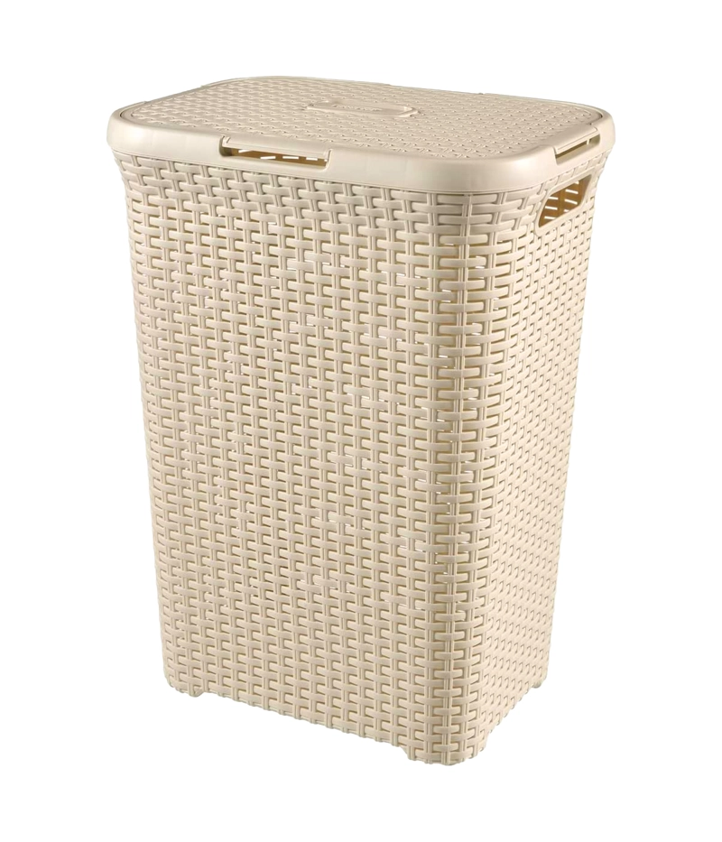 CESTO CANASTO PARA ROPA RATAN 60 LITROS CON TAPA - 1