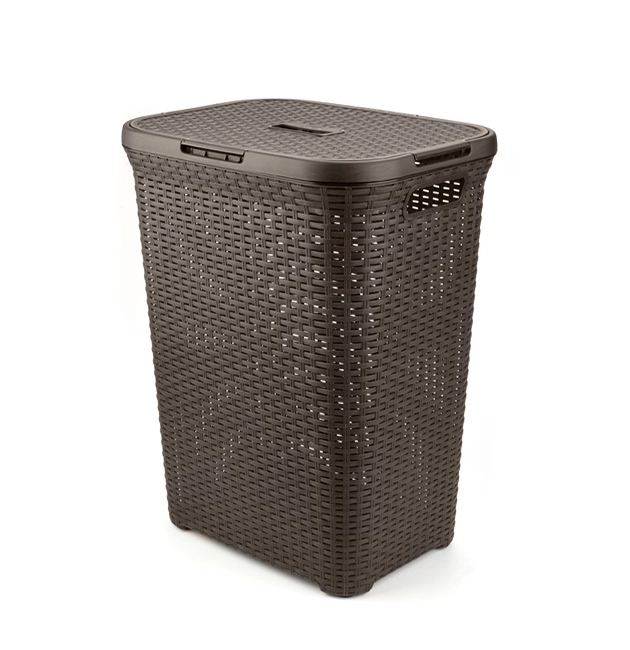 CESTO CANASTO PARA ROPA RATAN 60 LITROS CON TAPA - 1