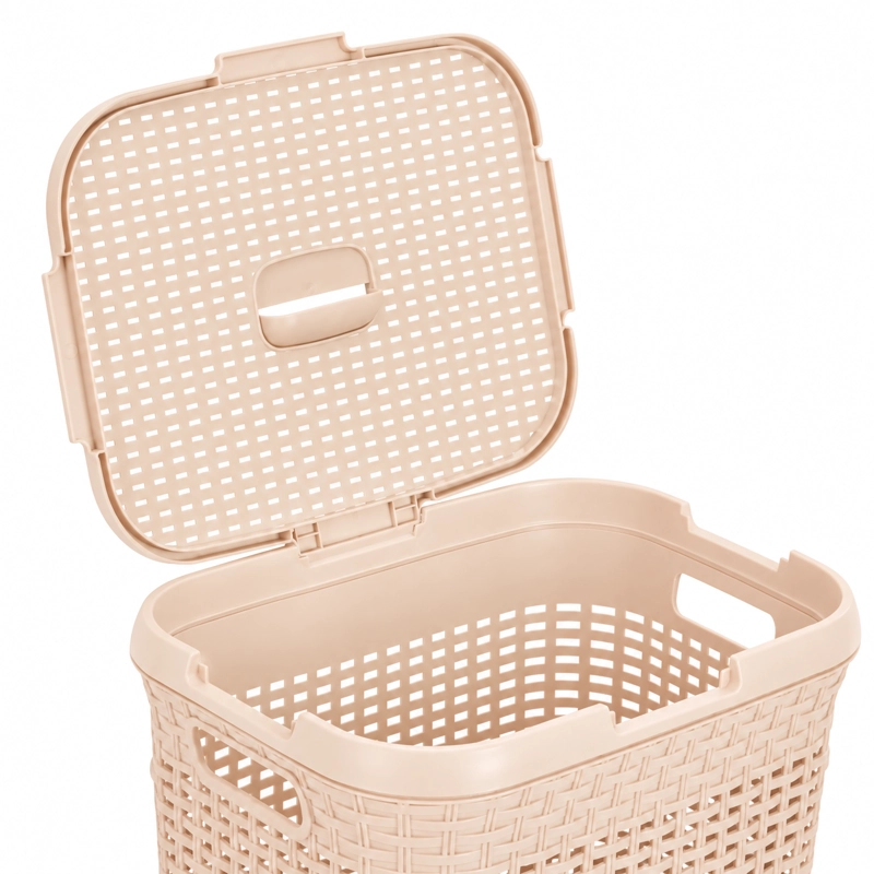 CESTO CANASTO PARA ROPA RATAN 60 LITROS CON TAPA - 7