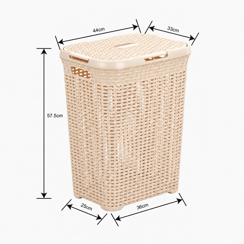 CESTO CANASTO PARA ROPA RATAN 60 LITROS CON TAPA - 8