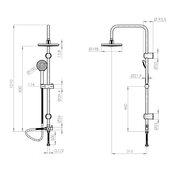 COLUMNA DUCHA STRETTO GRIFO PLATO LLAVE MODELO RIMINI - 4
