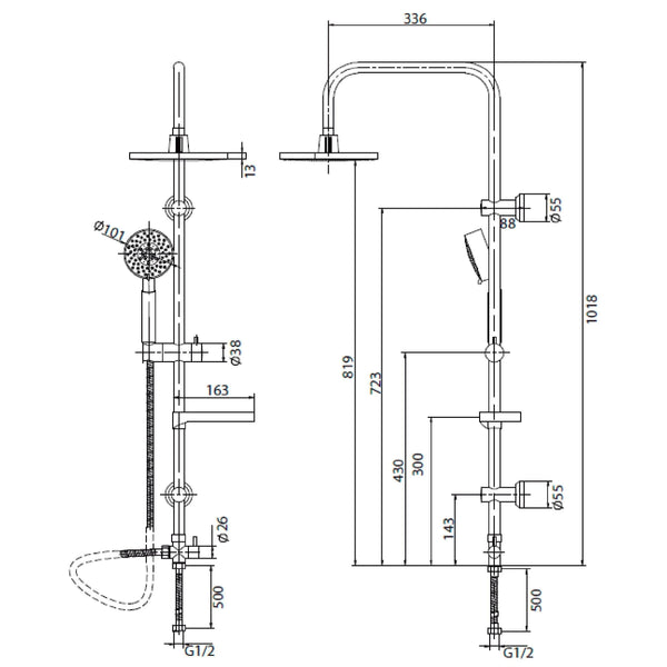 COLUMNA DUCHA STRETTO GRIFO PLATO LLAVE MODELO VENTI CROMO - 3