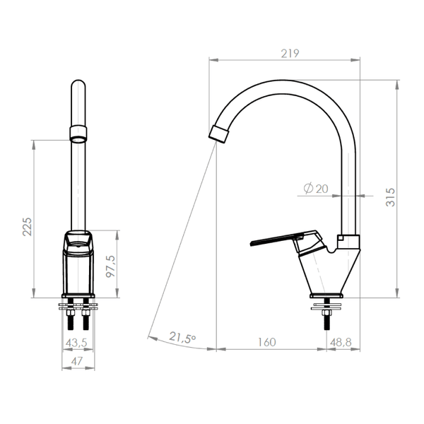 MONOMANDO STRETTO GRIFO LLAVE LAVAPLATOS FREGADERO MÓDENA NEGRO - 4