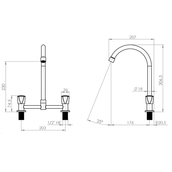 COMBINACION GRIFO LLAVE DOBLE PARA LAVAPLATOS DELIA - 3
