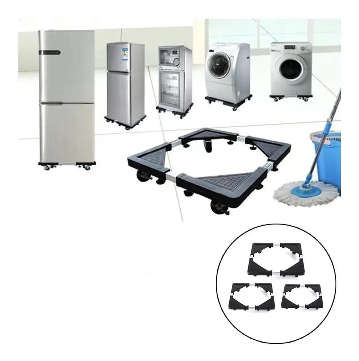 BASE AJUSTABLE MULTIUSOS RUEDAS COCINA LAVADORA REFRIGERADOR - 2