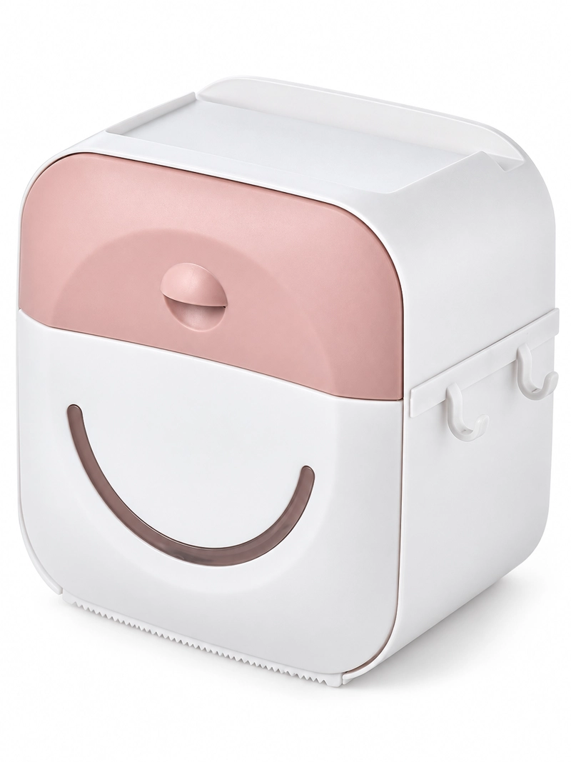 DISPENSADOR DE CONFORT PORTA PAPEL HIGIENICO CON CAJON SUPERIOR Y SOPORTE PARA ROLLO ROSA - 7
