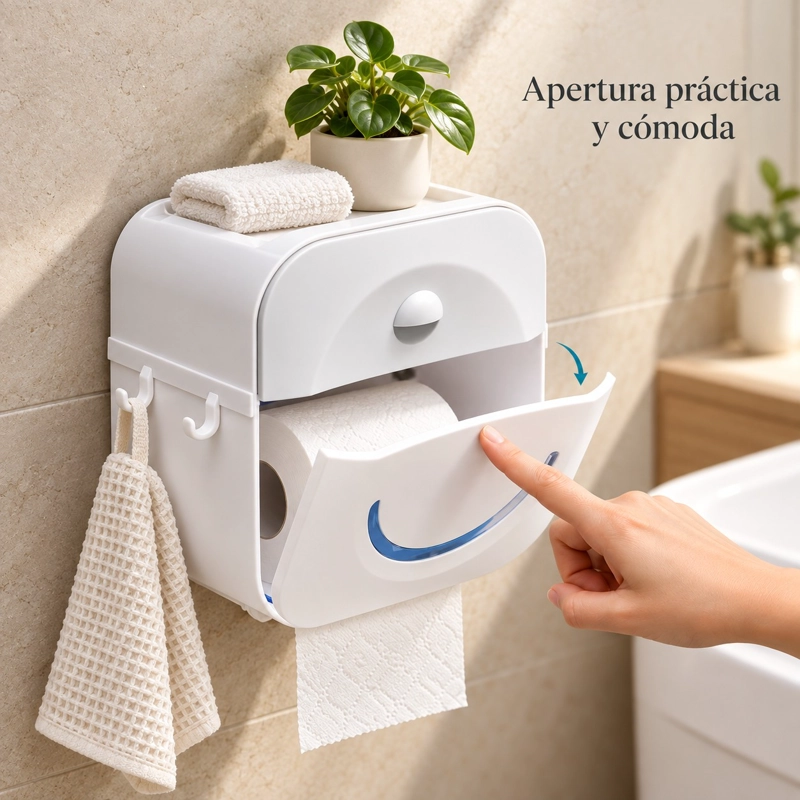 DISPENSADOR PORTA CONFORT PAPEL HIGIENICO DE PARED CON CAJON Y SOPORTE CELULAR GRIS - 3