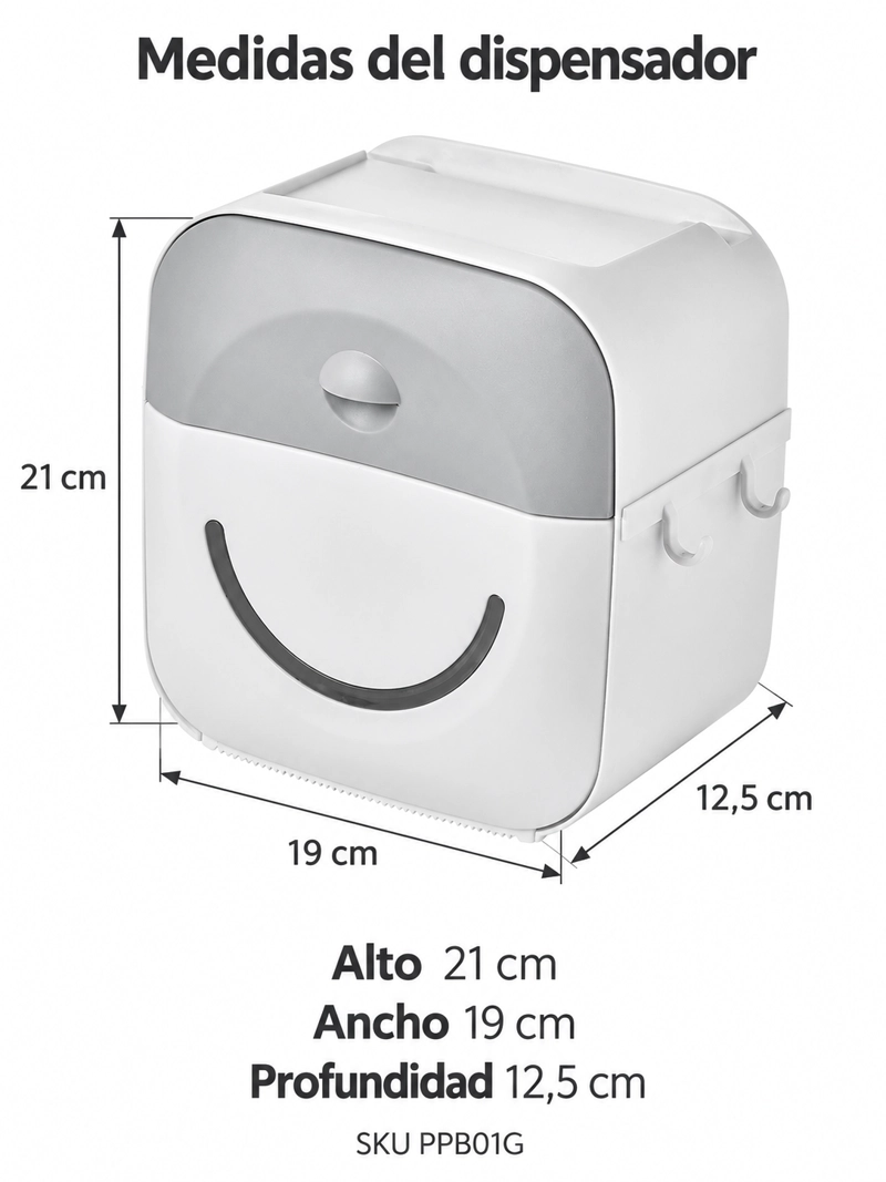 DISPENSADOR PORTA CONFORT PAPEL HIGIENICO DE PARED CON CAJON Y SOPORTE CELULAR GRIS - 8
