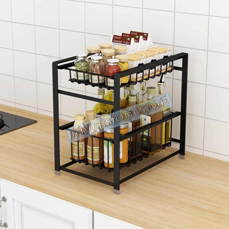 OGANIZADOR RACK DE ESPECIAS COCINA MULTIFUNCIONAL 2 NIVELES - 1