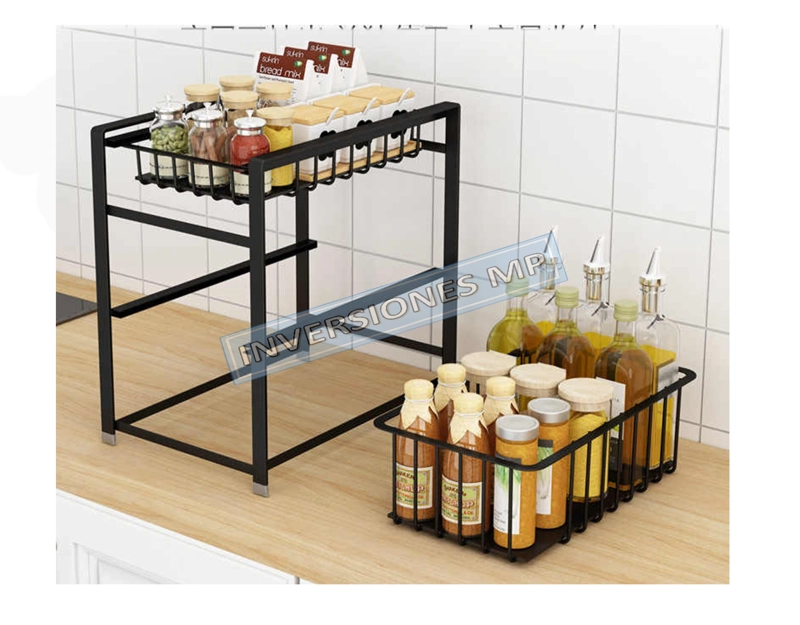 OGANIZADOR RACK DE ESPECIAS COCINA MULTIFUNCIONAL 2 NIVELES - 3