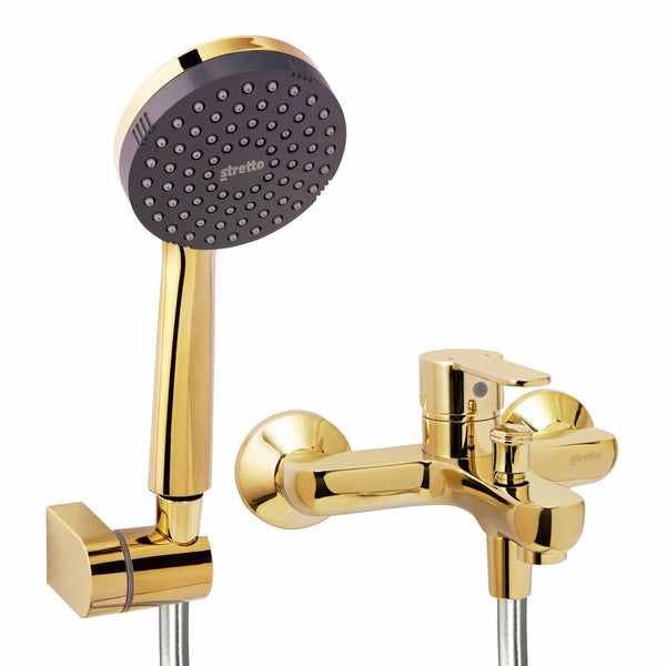 MONOMANDO LLAVE GRIFO PARA TINA DUCHA MODELO ARONA DORADO - 1