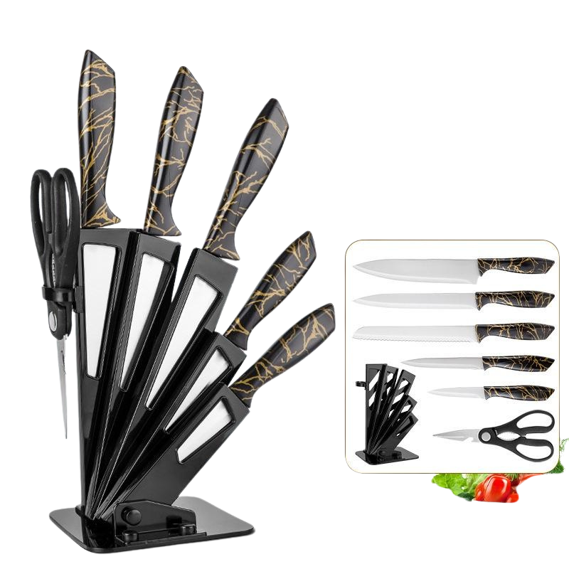 SET CUCHILLOS DE COCINA 7 PIEZAS CON SOPORTE GIRATORIO