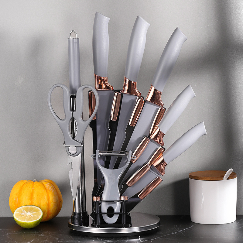 SET CUCHILLOS DE COCINA 9 PIEZAS CON BASE GIRATORIA - 2