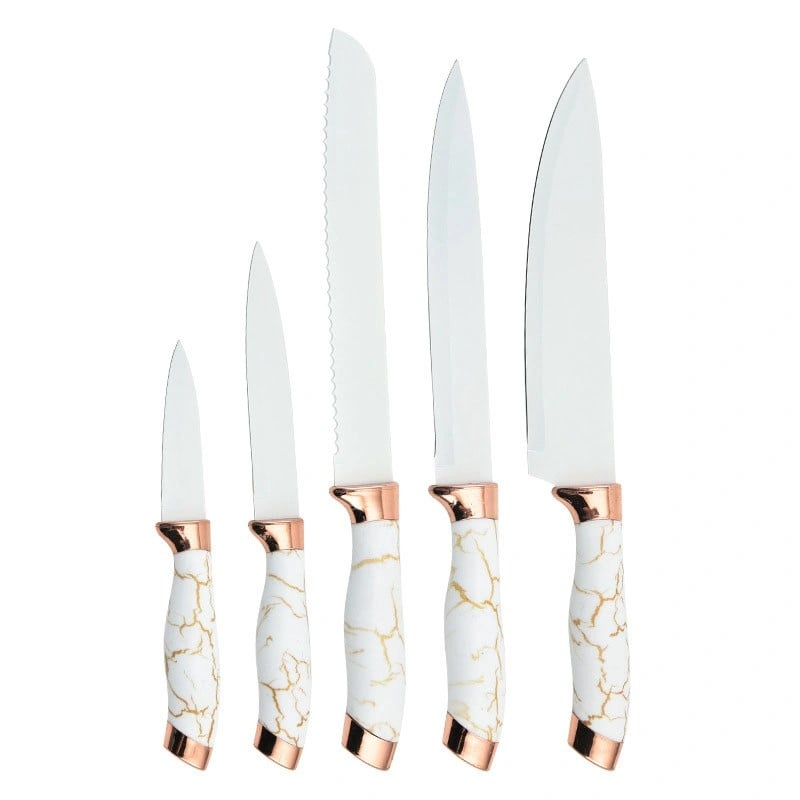 SET CUCHILLOS DE COCINA 8 PIEZAS CON BASE GIRATORIA MARMOLEADO - 2