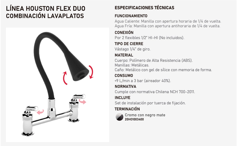 COMBINACION LAVAPLATOS FLEX DUO HOUSTON NEGRO - 2
