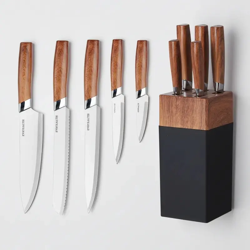 SET CUCHILLOS DE COCINA 6 PIEZAS BASE MADERA - 2