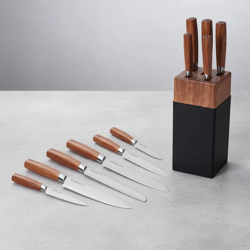SET CUCHILLOS DE COCINA 6 PIEZAS BASE MADERA - 9