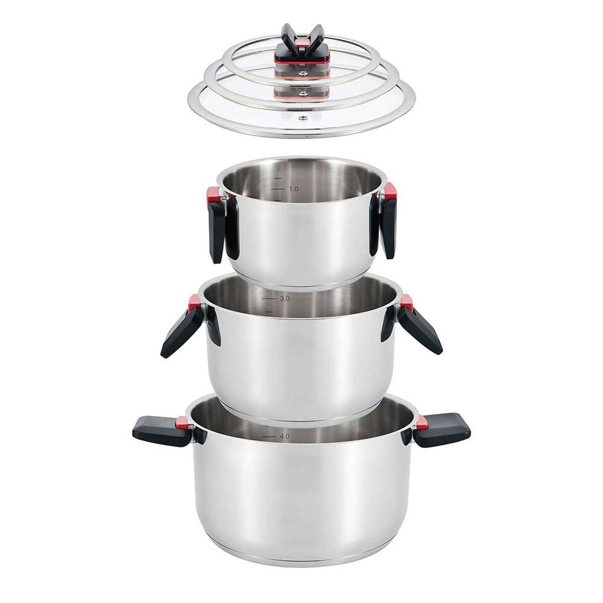 BATERÍA DE COCINA VITTA SPAZIO 6 PIEZAS CON ASAS PLEGABLES - 1