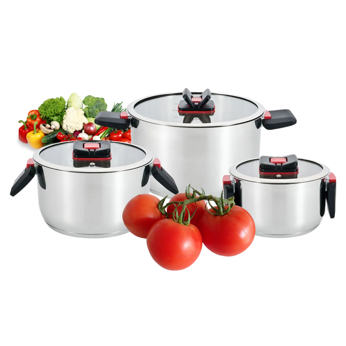 BATERÍA DE COCINA VITTA SPAZIO 6 PIEZAS CON ASAS PLEGABLES - 6