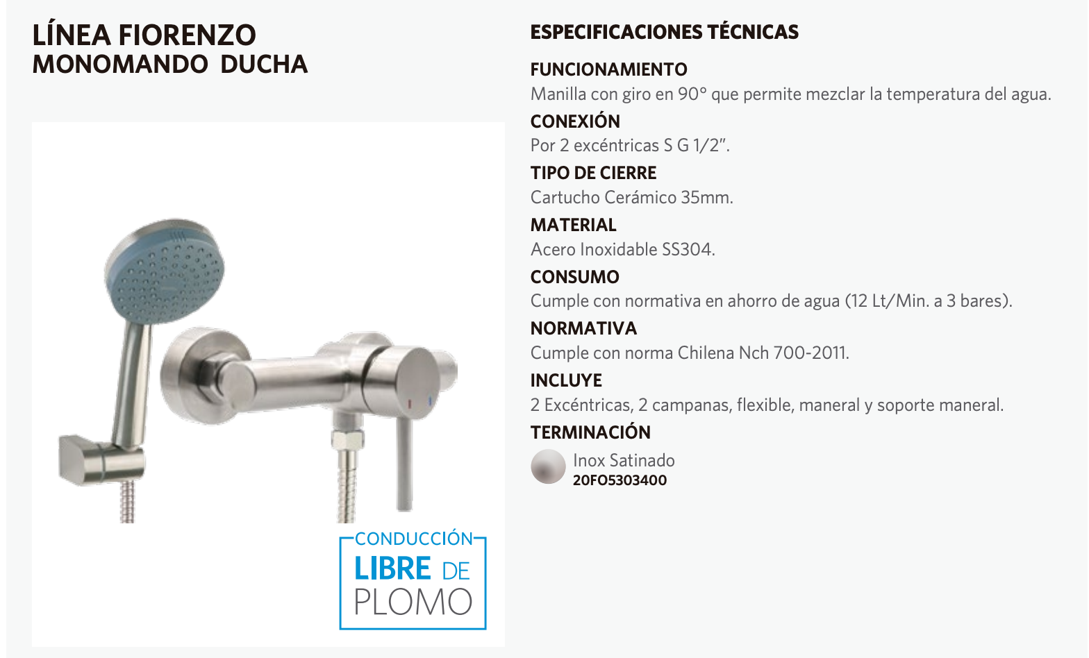LLAVE MONOMANDO STRETTO FIORENZO DUCHA - 5
