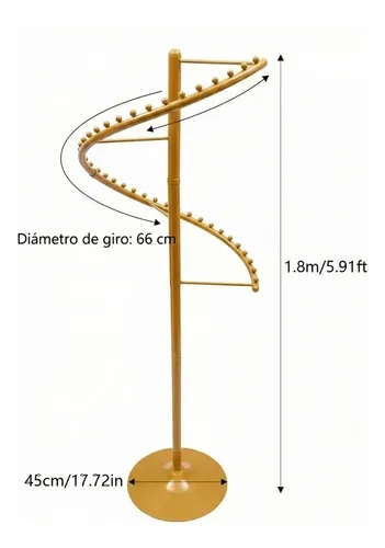 PERCHERO EXHIBIDOR COLGADOR PREMIUM METALICO ESPIRAL GIRATORIO - 11