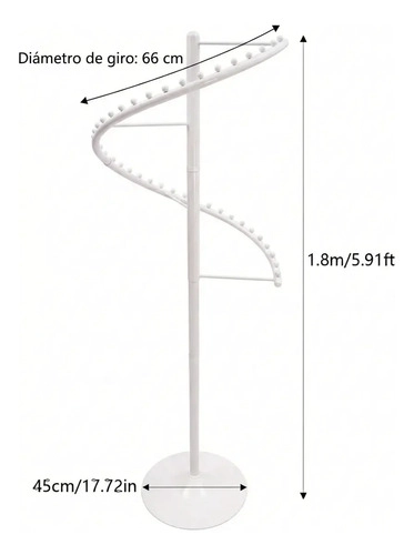 PERCHERO EXHIBIDOR COLGADOR PREMIUM METALICO ESPIRAL GIRATORIO - 9