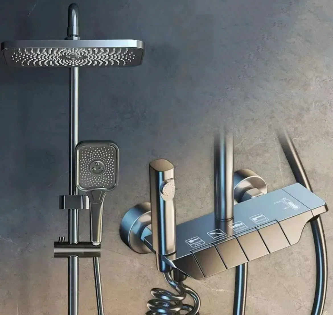 COLUMNA DUCHA CON TECLADO GUN METAL GRAFITO - 3