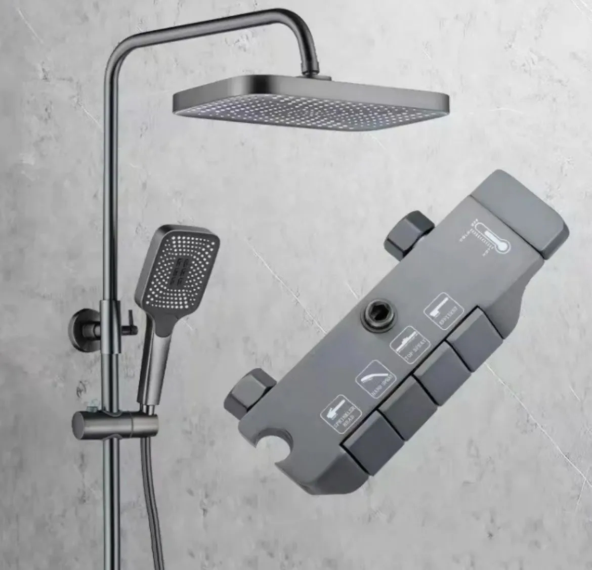 COLUMNA DUCHA CON TECLADO GUN METAL GRAFITO - 4