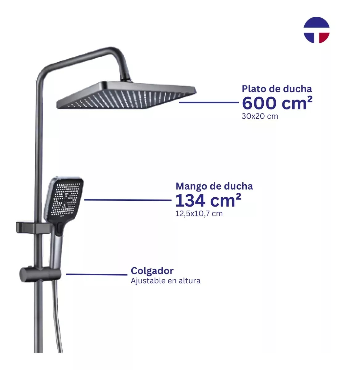 COLUMNA DUCHA CON TECLADO GUN METAL GRAFITO - 8