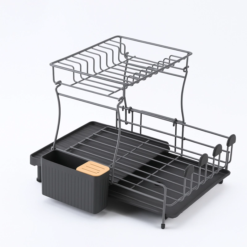 SECAPLATOS ESCURRIDOR 2 NIVELES DE ACERO AL CARBONO CON PORTA TABLA Y BANDEJA EXTENSIBLE - 3
