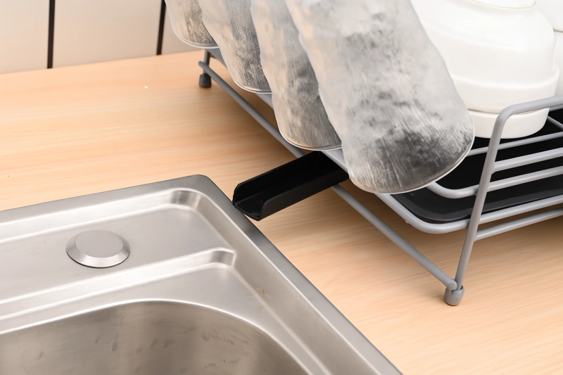 SECAPLATOS ESCURRIDOR 2 NIVELES DE ACERO AL CARBONO CON PORTA TABLA Y BANDEJA EXTENSIBLE - 9